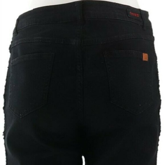 NWT PEACE LOVE WORLD REVERSE TUXEDO STRIPE VINTAGE‎ BLACK JEANS 6 - Picture 7 of 14